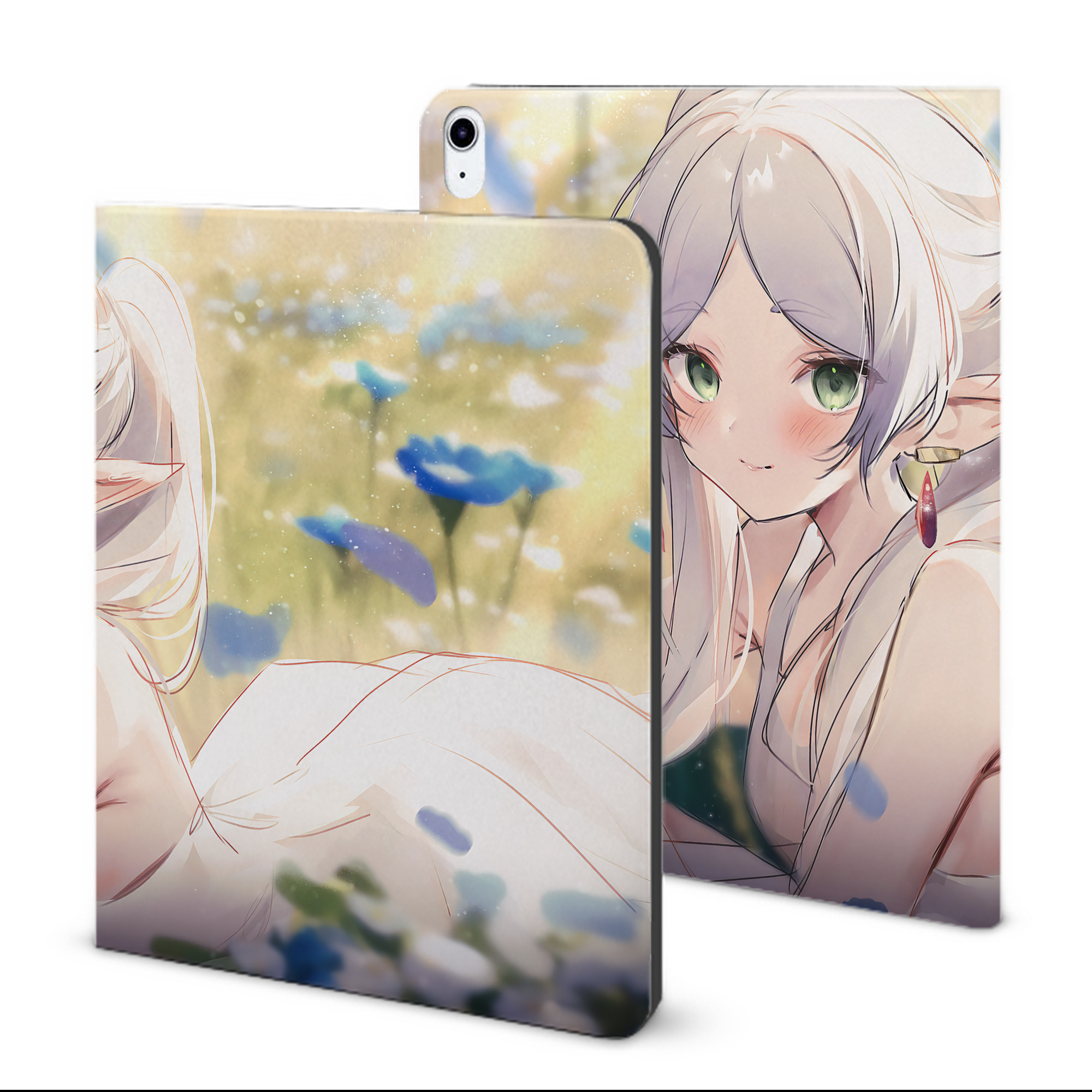 （画像用） 葬送のフリーレン Frieren IPad ケース ブック型 PUレザー TPU 耐衝撃 軽量 薄型 ペン収納なし 全面保護 IPad 各モデル対応